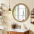 Round Distressed Wood Beaded Wall Mirror-193147820