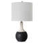 Lampe de table, abat-jour en lin blanc, accent de céramique noire et blanche de 23 pouces
