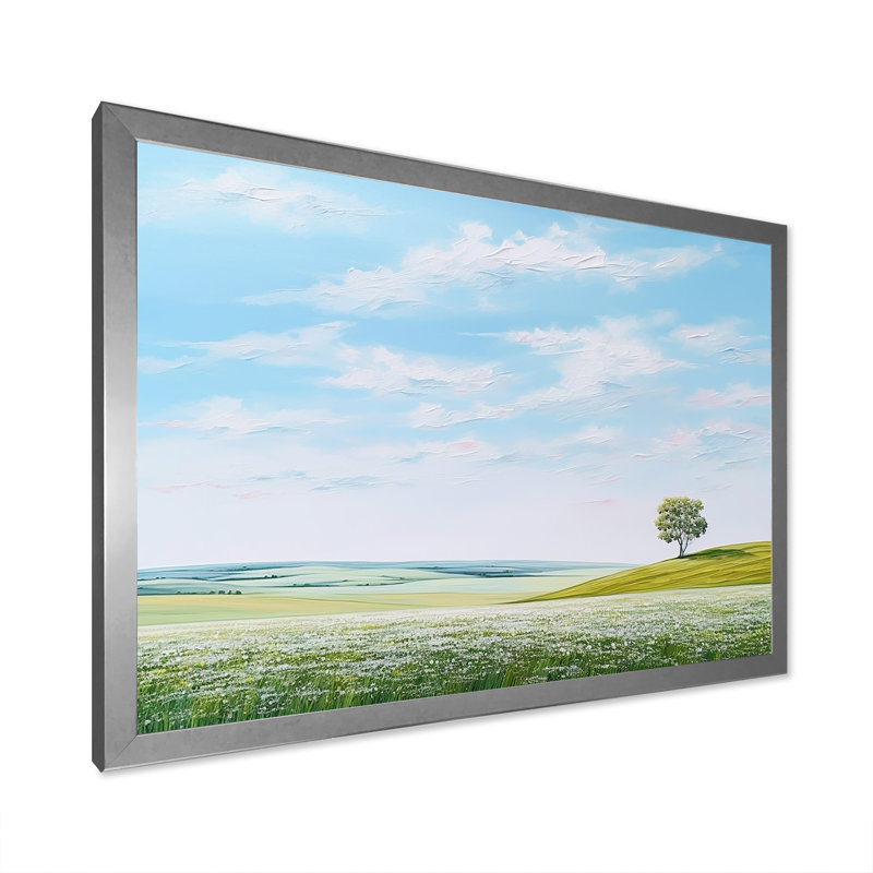 Prairie Country Charm Peacefulness, Cadre simple argenté, H 34 po x l 44 po x P 1,5 po