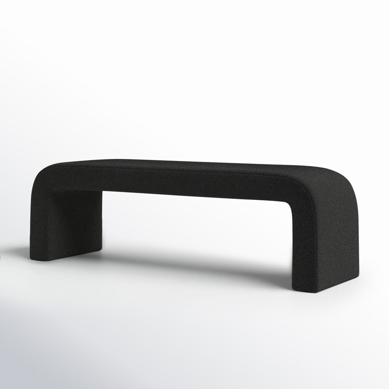 Daine 62" Upholstered Bench, Black Boucle