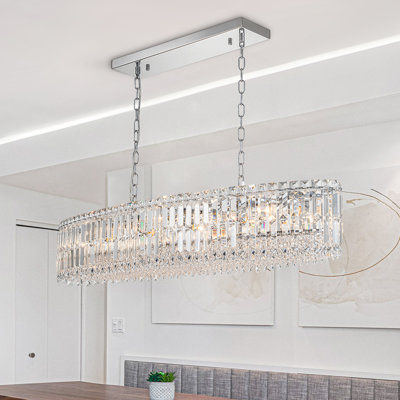 10-Light Kitchen Island Oval Crystal Chandelier 