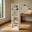Étagère étroite à 5 niveaux avec 4 trousses anti-basculement, étagère cubique en bois de 38 cm de large, idéale pour les petits espaces, le salon, la chambre et le bureau, blanche.