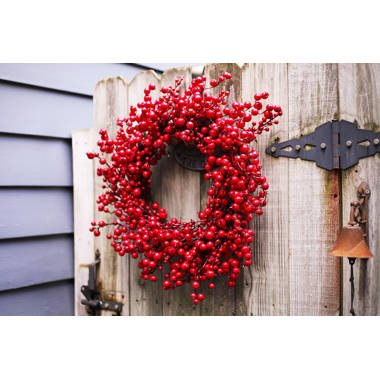 Faux Red Berry Wreath & Garland