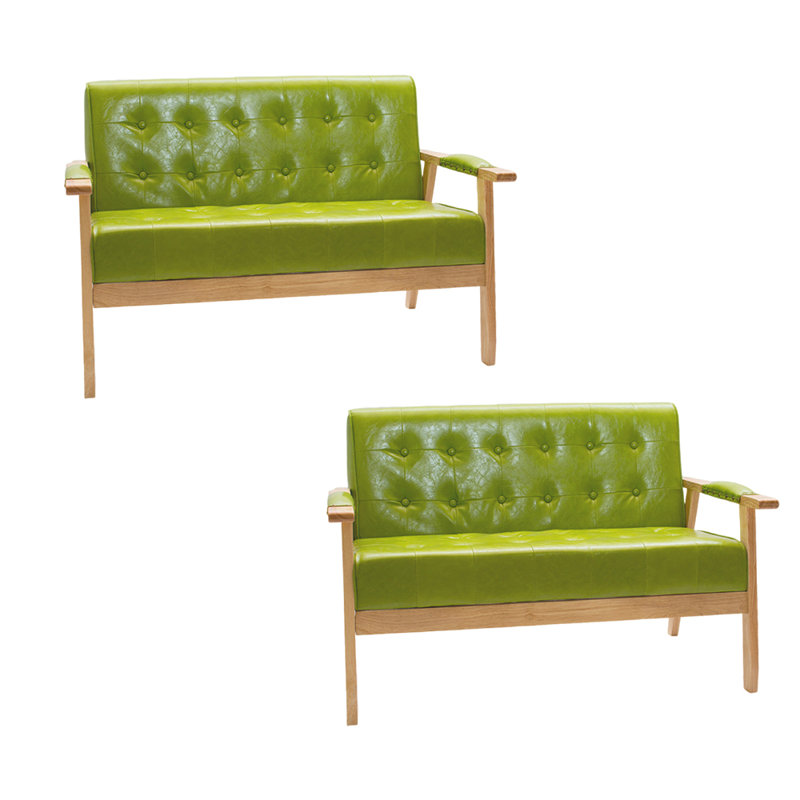 Élégant banc double décontracté Bar Cafe, Brun clair, Vert