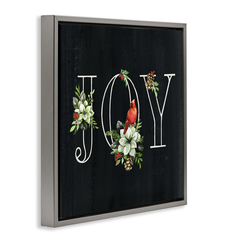 «Joy Letters with Florals», art mural sur toile par Nan, H 12 po x l 12 po, Estampe numérique Farmhouse
