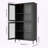 Classic Metal Storage Display Cabinet with Waffle-Grids Glass-406229967