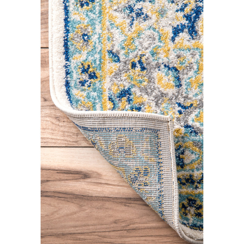 McAlmont Blue/Beige Area Rug, Rectangle 5' x 7'5"