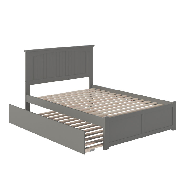 Lit plateforme double en bois massif avec lit gigogne Abbie par Harriet Bee, Gris