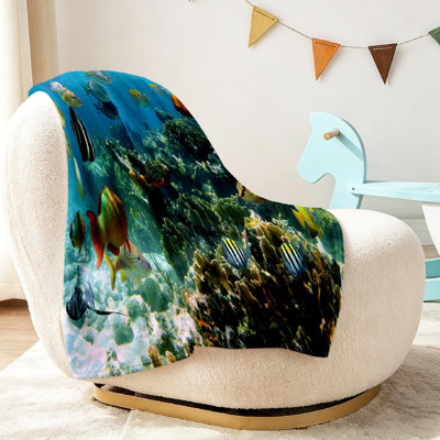 Jeté en molleton transparent ultra doux, imprimé corail peu profond sous l'eau
