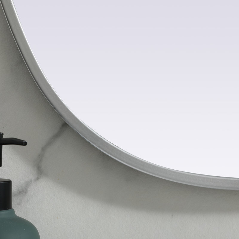 Sabine Metal Curved Oval Wall Mirror, 30" x 20", Silver