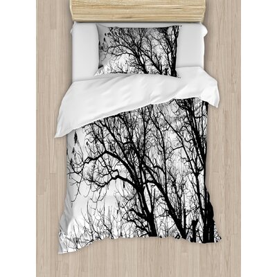 Nature Leafless Autumn Fall Tree Branches Tops Oak Forest Woodland Season Eco Theme Duvet Cover Set -  Ambesonne, nev_27414_twin