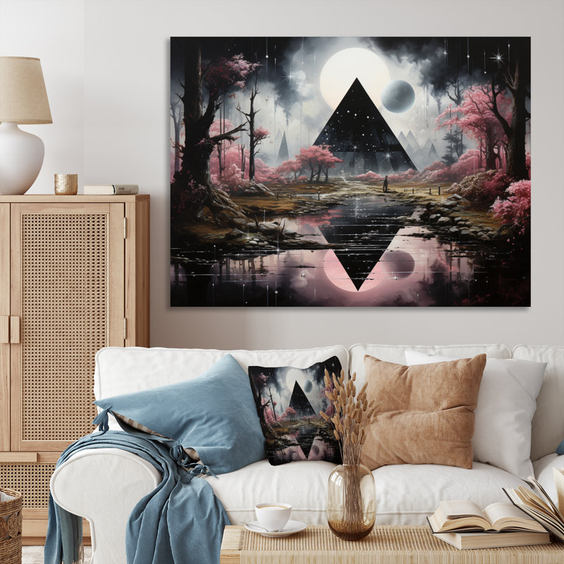 Pyramide monochrome Mirage - impression, H 24 po x l 32 po x P 1 po, Toile tendue