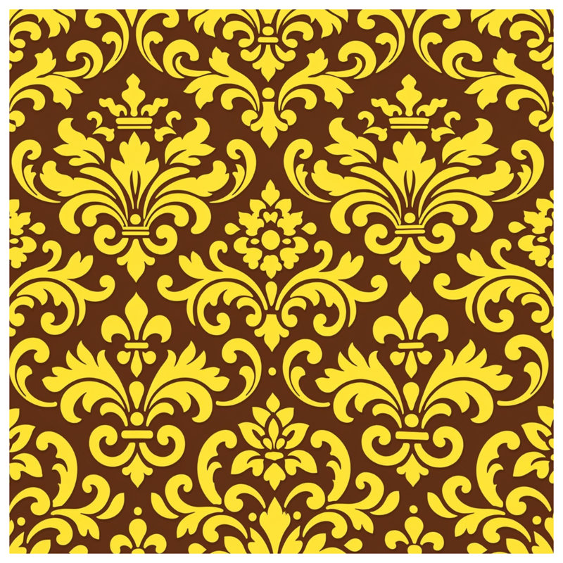 Yellow Brown Damask Comforter, King