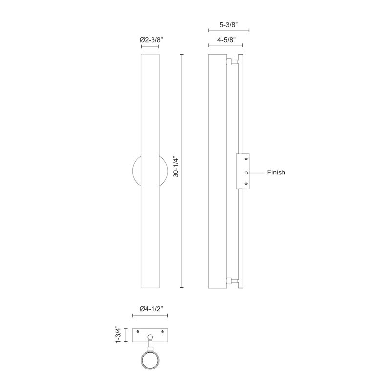 Gramercy 1 - Light LED Flush Mounted Sconce, 30.25" H x 4.5" W x 5.375" D