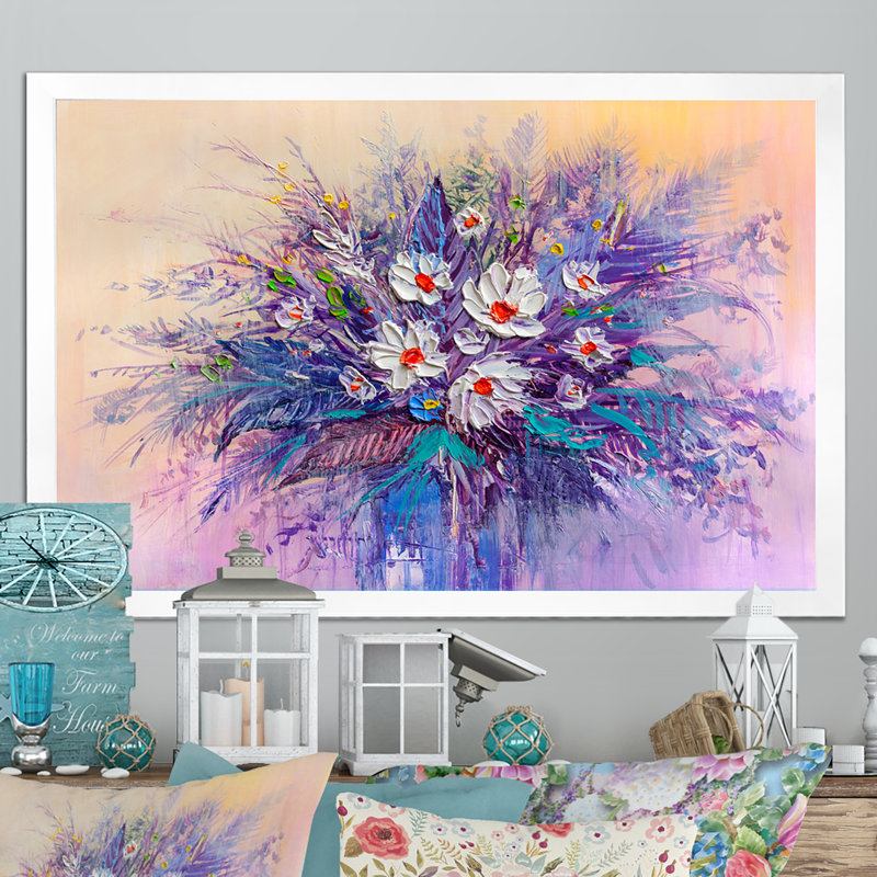 «White and Purple Flower Vase V», reproduction de cadre photo sur toile, H 24 po x l 36 po x P 1 po