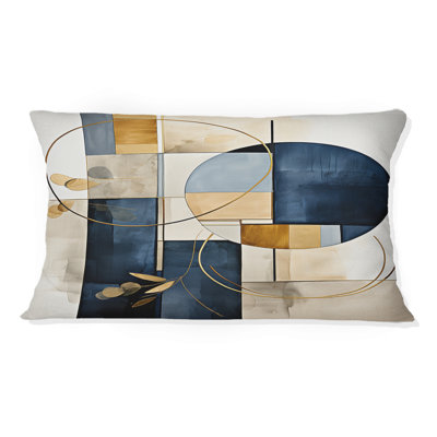 Organic Simplicity Minimal Geometry Navy Blue I - Abstract Geometric Printed Throw Pillow