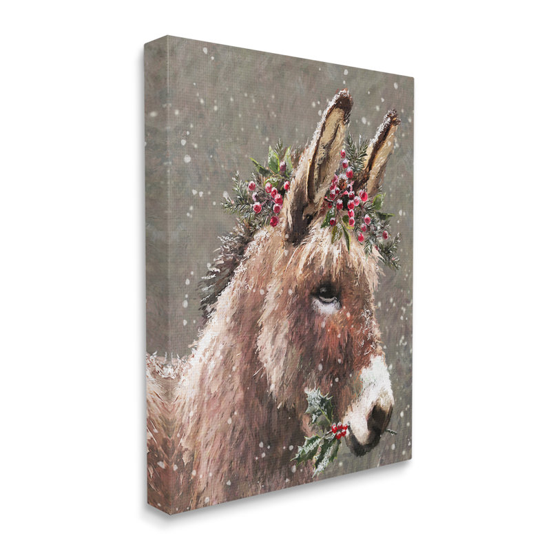 «Winter Donkey Snow Falling», art mural par Pip Wilson, H 40 po x l 30 po x P 1,5 po