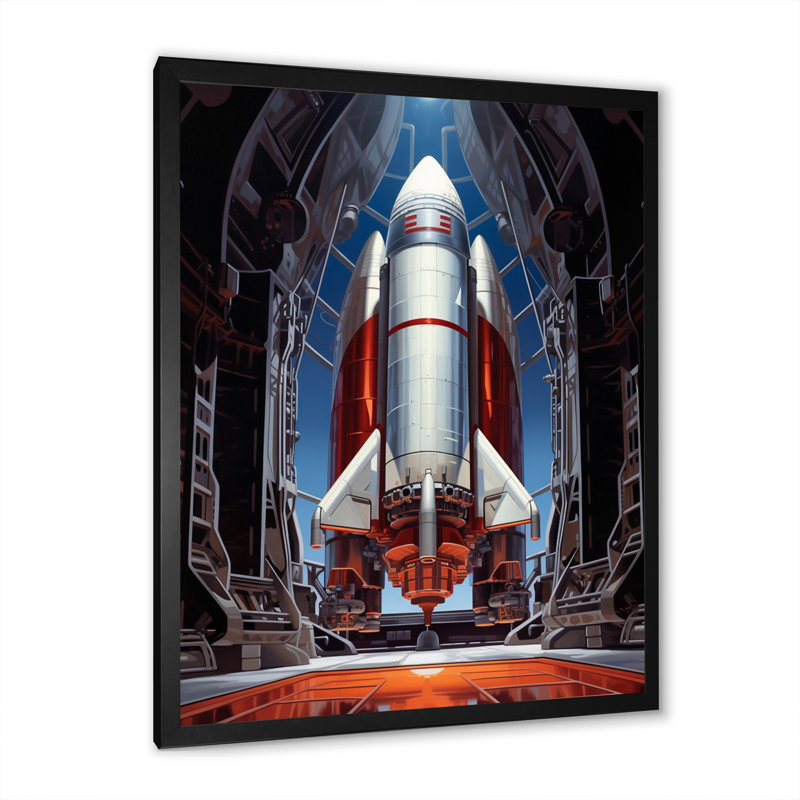 Rocketship Reverence II, reproduction d'art sur toile, Cadre photo noir, H 44 po x l 34 po x P 1,5 po