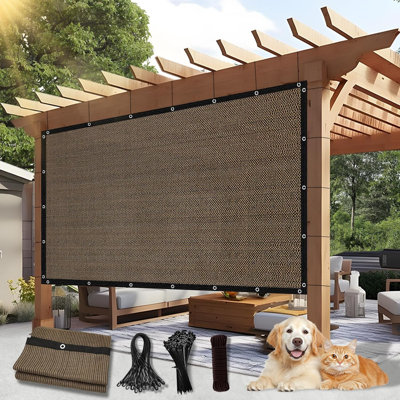 90% Outdoor Sun Shade Cloth, 6'×10' Pergola Shade Cover with Grommets