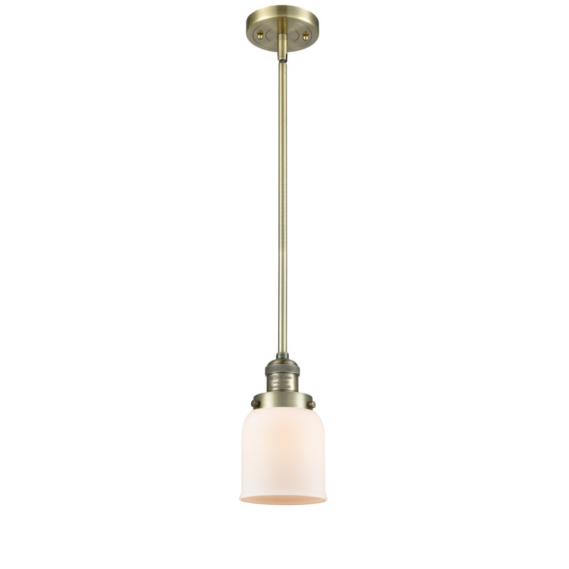 Hardison 1 - Light Single Pendant, Matte White Cased, Antique Brass