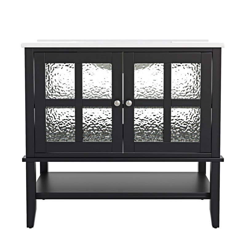 Bathroom Vanity With Ceramic Sink, Black