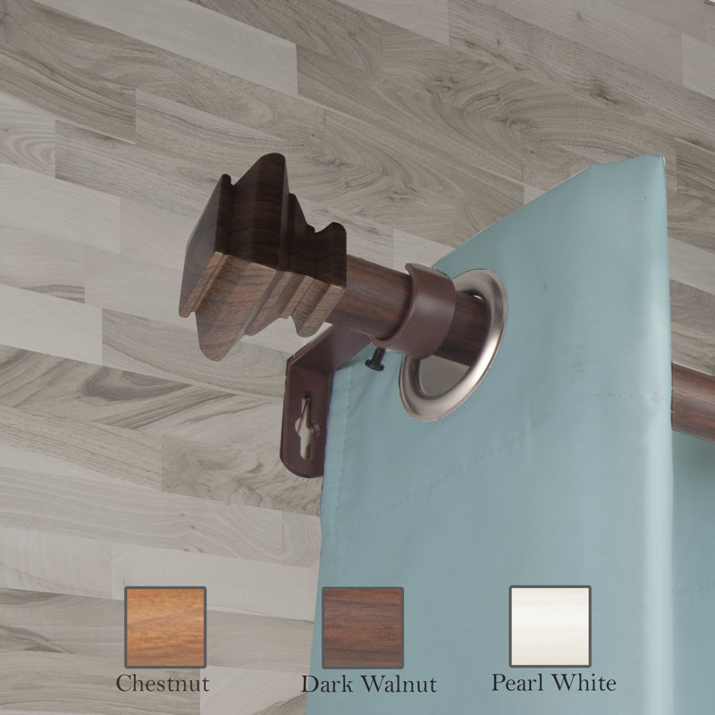 Emee Adjustable 120'' to 160'' 1'' Single Curtain Rod, Dark Walnut