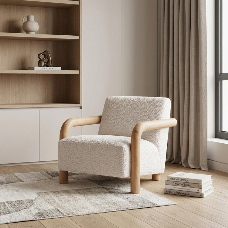  White Upholstered Arm Chair