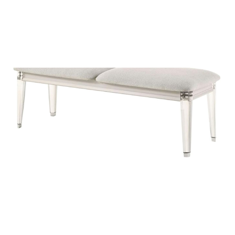 Élégant banc de siège bouclé gris - Mousse rembourrée en mousse de 54 po de largeur avec pieds en tissu d'ameublement en acrylique
