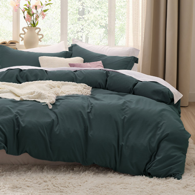 Bedsure Duvet Cover King Set Prewashed Extra Soft Cotton-Like Beding Set （Set of 3）, King Duvet Cover + 2 King Shams, Beige