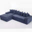 Canapé surdimensionné en nuage, canapé en L, canapé-lit convertible, sans assemblage, huit coussins, 3-en-1, poche latérale, faisant face à gauche, 4 sièges, velours côtelé, bleu-2048665322
