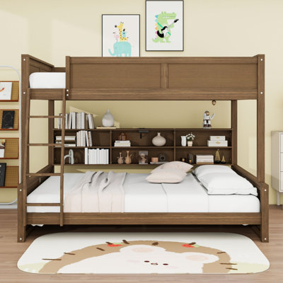 Lit superposé en bois avec rangement et ports USB