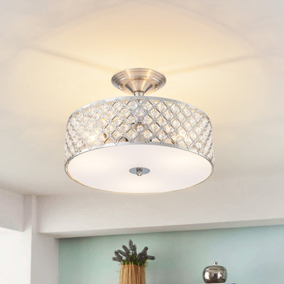 3-light Crystal Modern Semi Flush Mount