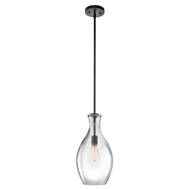Everly 1 - Light Chrome Single Pendant, Olde Bronze, 17.75" H x 8.75" W x 8.75" D, Clear