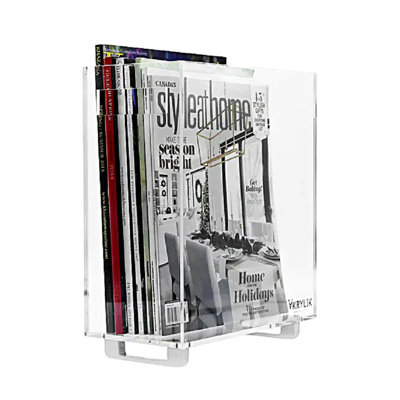 Slim Handcrafted Clear Acrylic Magazine Holder with Legs