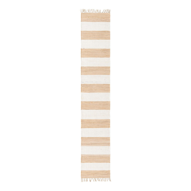 Johnie Hand-Knotted Cotton Yellow and Ivory White Rug, Runner 2'2" x 12'