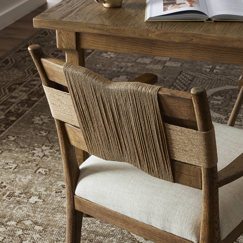 Tova Upholstered Arm Chair, Bergamo Parchment/Light Buff/Natural