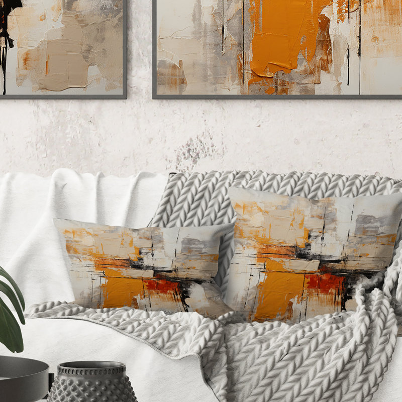 Coussin décoratif jaune avec impressions fractales abstraites - jaune