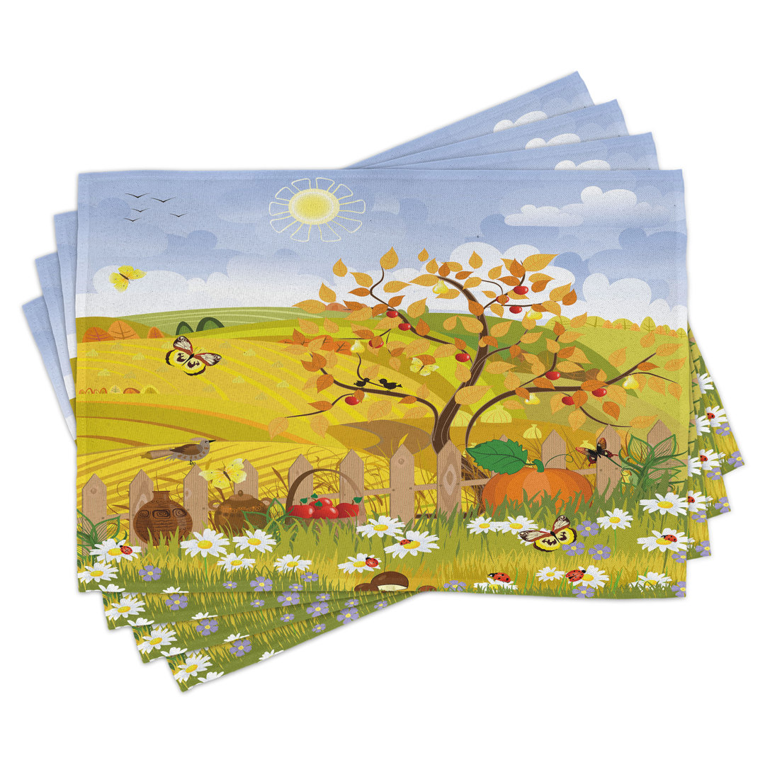 Platzdeckchen 4er Set, Autumn Garden Gänseblümchen, Multicolor