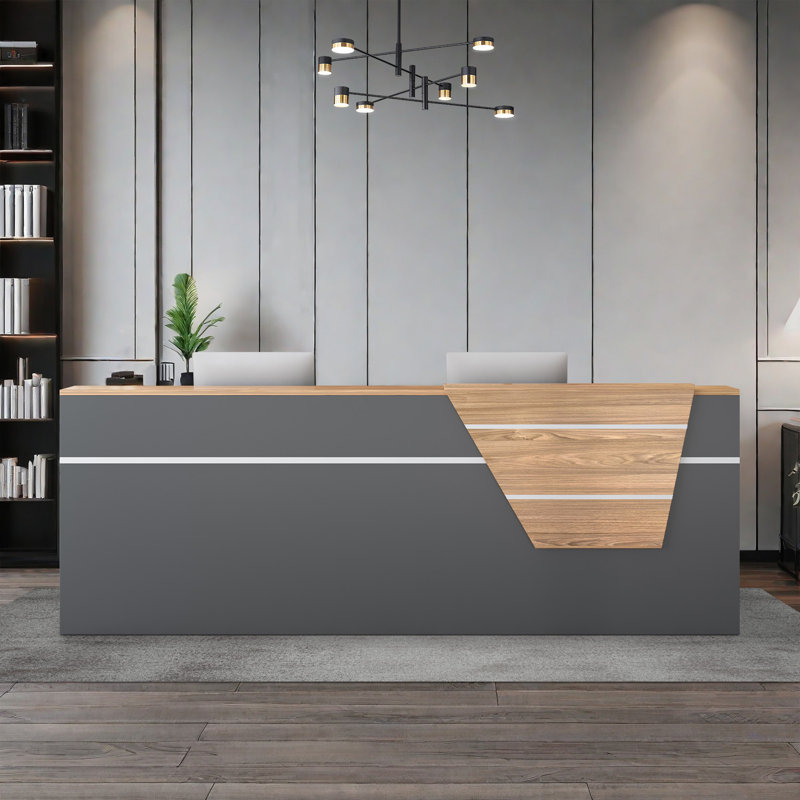 78.74-Inch Vintage Front Desk with Lockable Drawers, Perfect for Reception or Computer Use