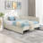 Upholstered Daybed With 2 Storage Drawers And Adjustable Side Rail