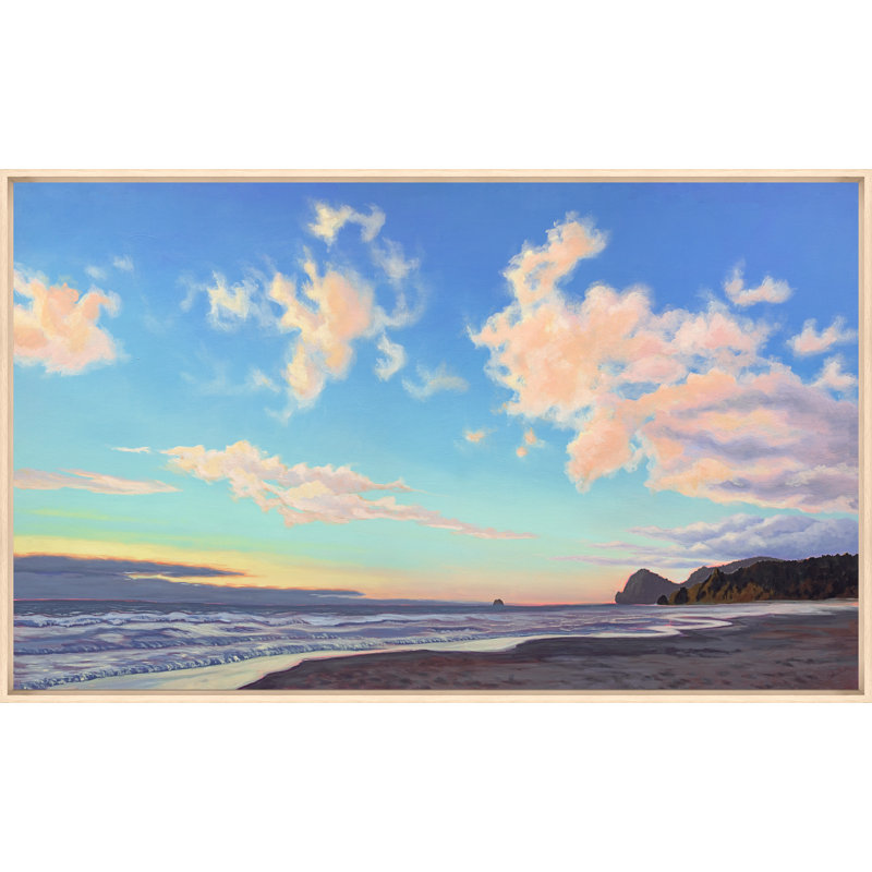Sunset Roads End, No, Beige Floater Frame Canvas