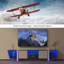 Meuble télé avec grands armoires de rangement, meuble télé à DEL Biplane avec télécommande, ensemble de divertissement moderne à lumières multiples avec cordon d'alimentation