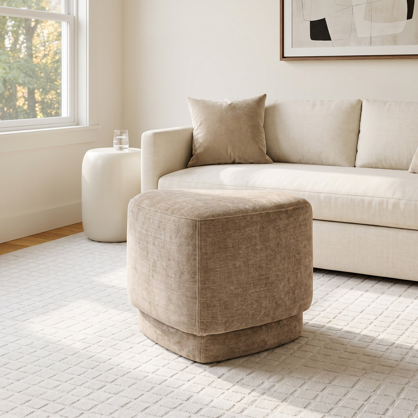 Cooney 19" Upholstered Ottoman, Altair Mushroom