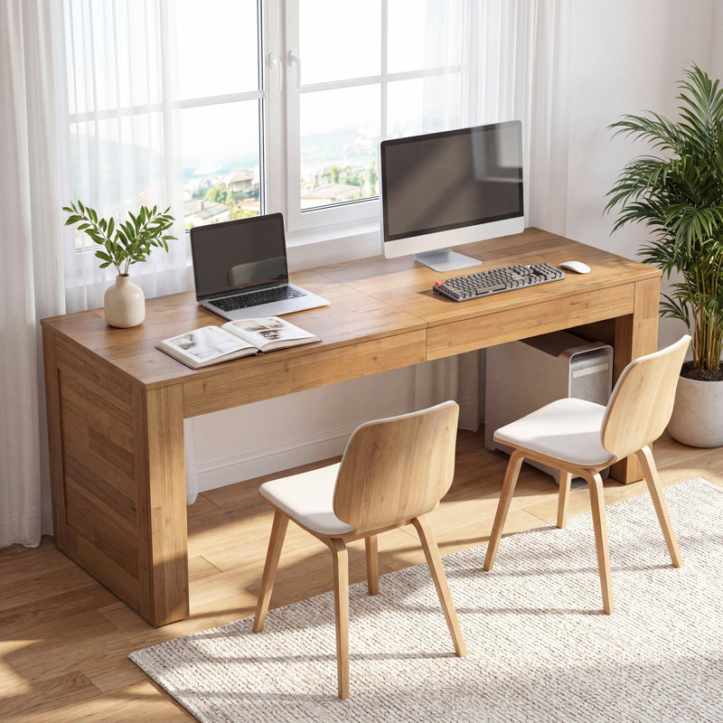 Two Person Desk, 78.74" Extra Long Desk for 2 Person, Double Computer Writing Table