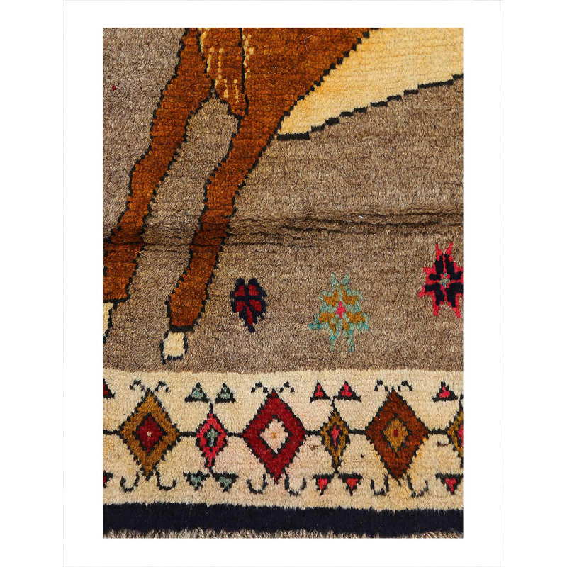 Tapis fin en cerf Gabbeh noué à la main 2 pi 9 po x 3 pi 3 po
