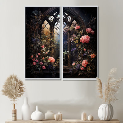 «Floral Window», art mural 2 pièces