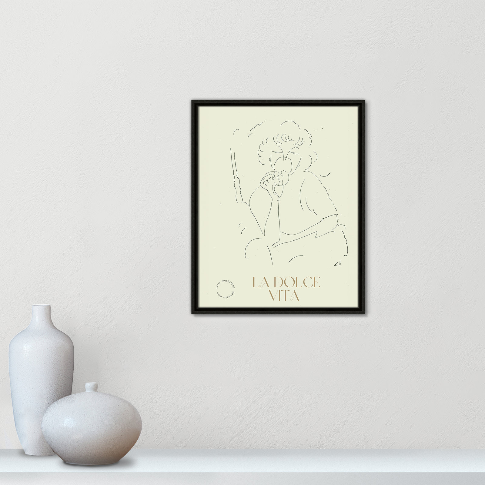 Dottie "La Dolce Vita" Print, 21.5" H x 17.5" W, Espresso