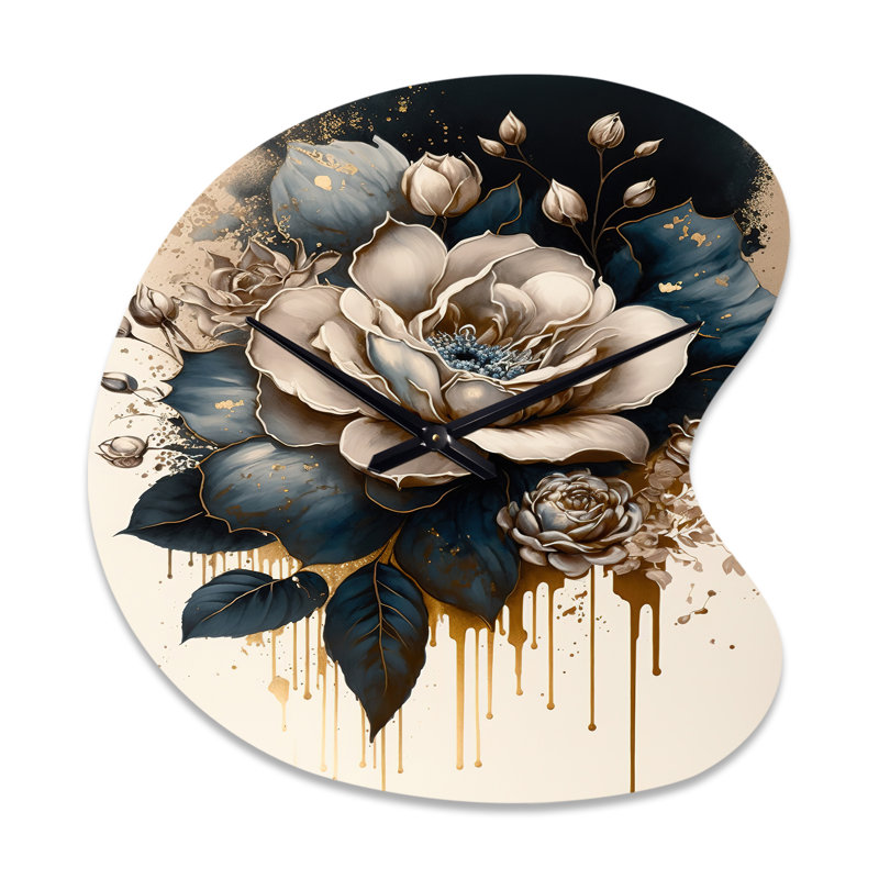 Horloge murale en forme de rose unique en noir et blanc Design III, Petit