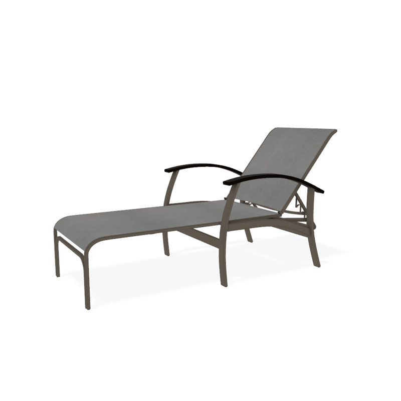 Belle Isle Outdoor Chaise Lounge, Alloy Sunbrella®, Kona P10, Textured Snow