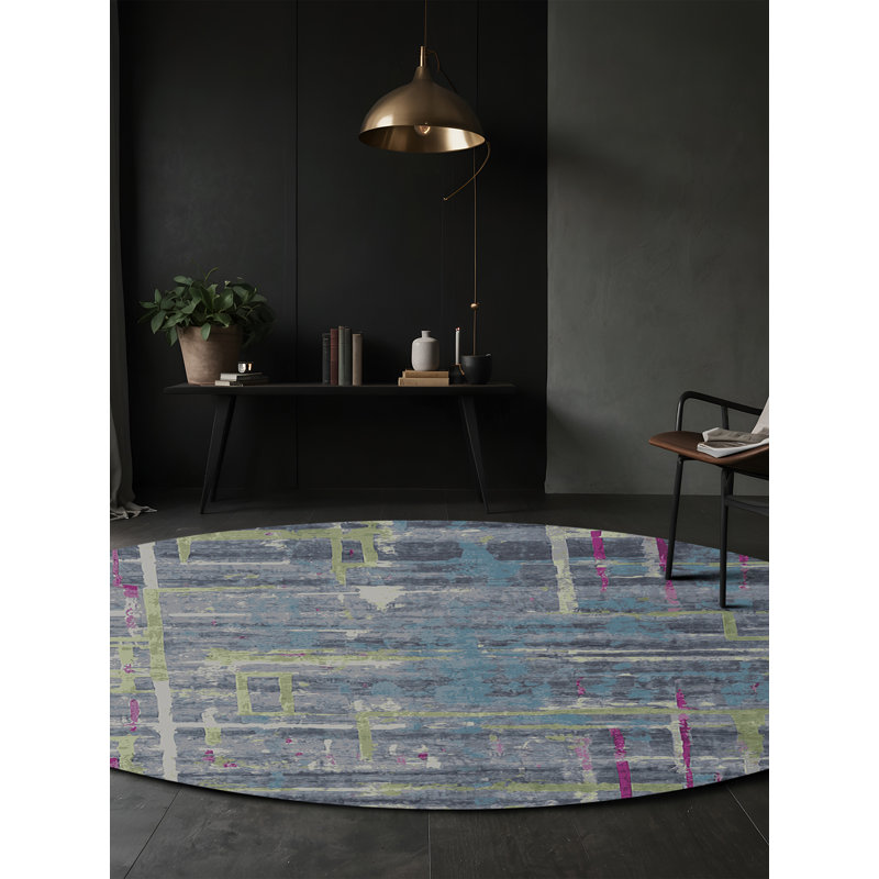 Tapis gris soyeux et moelleux, Rectangle 4 pi x 6 pi